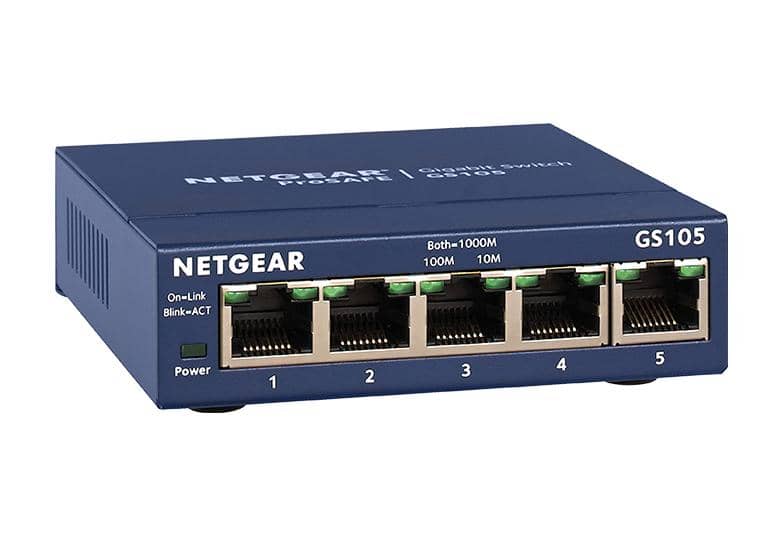NetGear ProSafe GS105 Switch, 10/100/1000Mbps, 5-Port RJ45