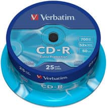 Verbatim CD-R, 700MB, 52X, Cake Box, 25 Pack
