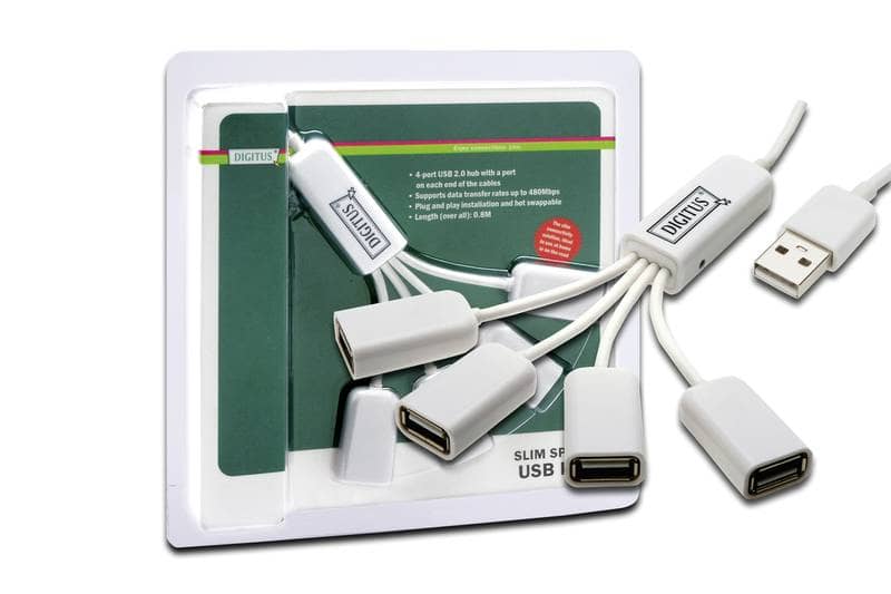 Digitus DA-70216 Slim Spider USB 2.0 Hub, 480Mbps, 4-Port USB