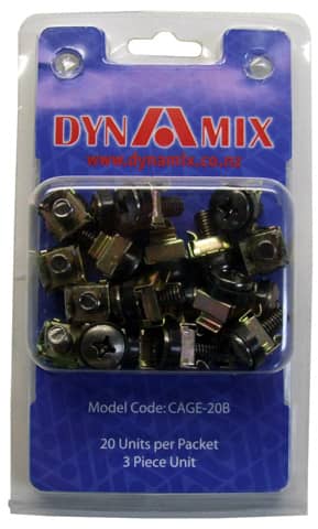 Dynamix 3-piece Cage Nut, Black, 20-pack