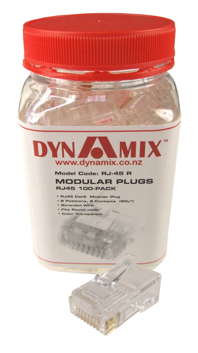Dynamix RJ-45 Plugs, Round, Stranded, 100-pack