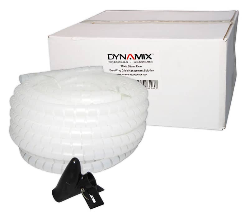 Dynamix Easy Wrap Cable Management Solution, 20m x 20mm, Clear